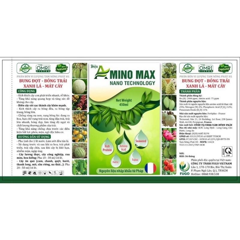 AMINO Pháp  xanh đọt, bóng trái, xanh lá, mát cây