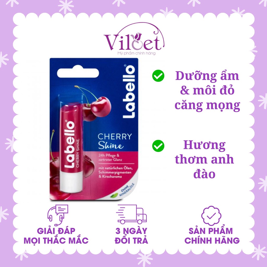 Son dưỡng môi có màu Labello nội địa Đức vị cherry, dưỡng môi mềm mượt - Shop Viloet