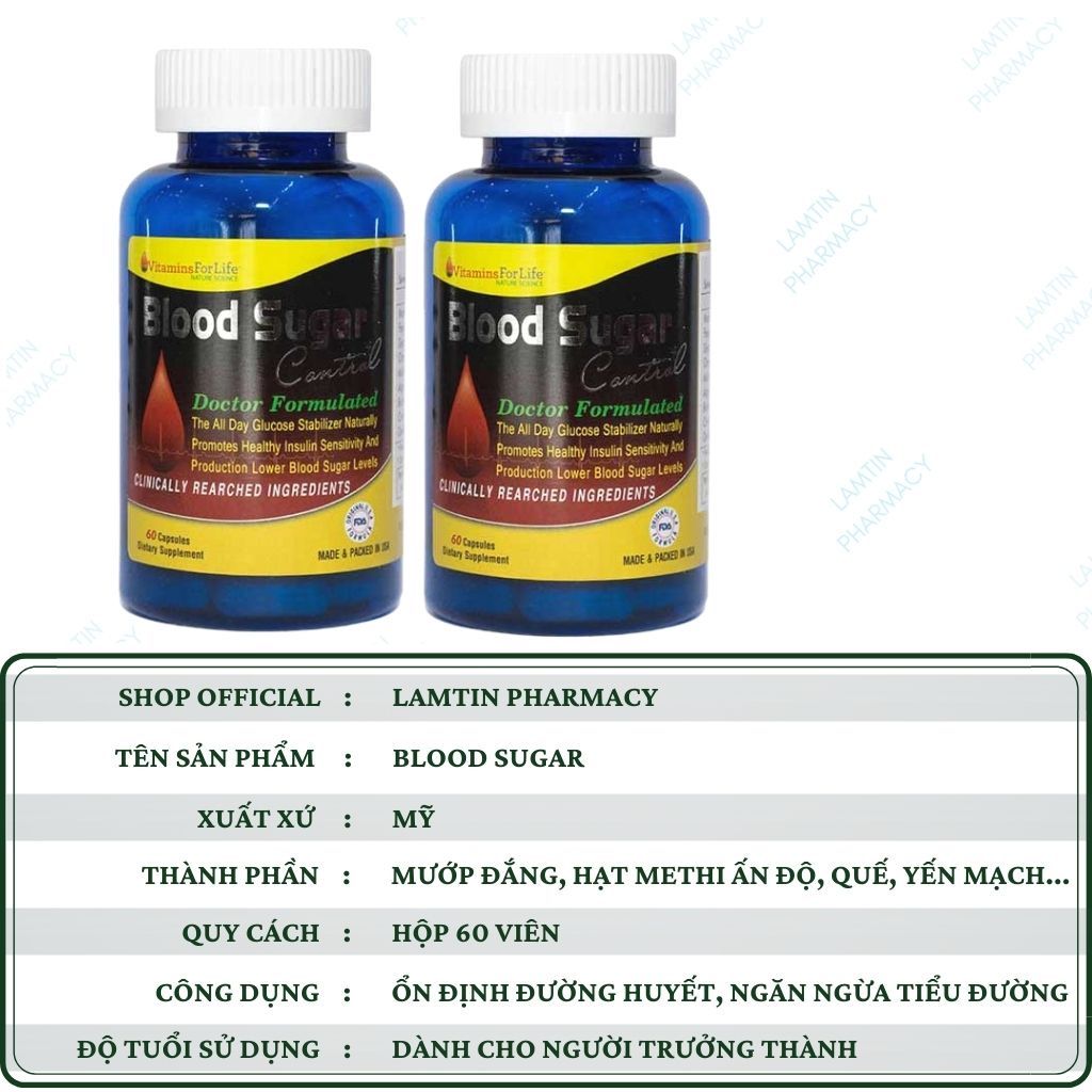 ✅(Chính Hãng) Blood Sugar Control ổn định đường huyết nguồn gốc thảo dược thảo mộc quý từ tự nhiên (hộp 60 viên)