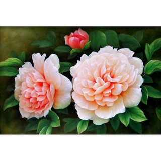 Tranh treo tường Hoa Mẫu Đơn phủ kim sa HD-TR021 KT 60 x 40 cm