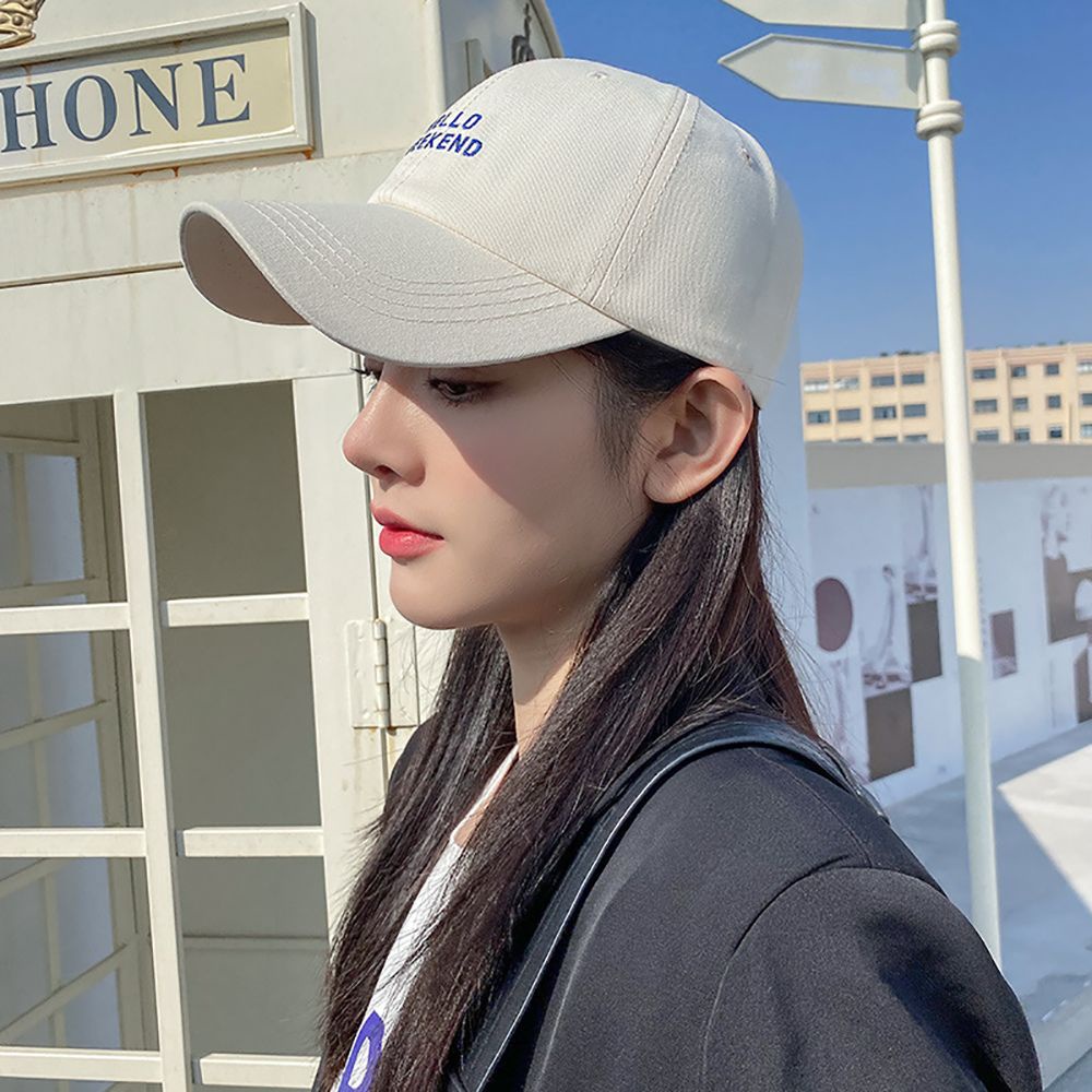 Mũ lưỡi trai cotton thêu chữ hello weekend phong cách Hàn Quốc thời trang cho nữ