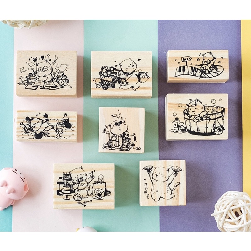 [Mã LIFEB04ALL giảm 10% tối đa 15K đơn 0Đ] Con dấu gỗ mèo cute stamp gỗ SP022