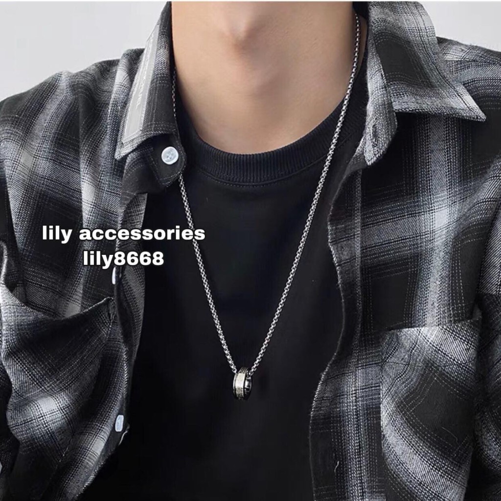 Ring Pendant Chain Necklace dây chuyền titan phối nhẫn chữ không gỉ không đen siêu bền nam nữ unisex