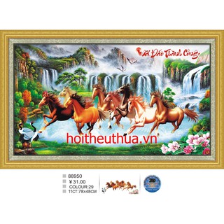 Tranh thêu chữ thập 3D ngựa MÃ ĐÁO THÀNH CÔNG.Kích cỡ: 78x48cm