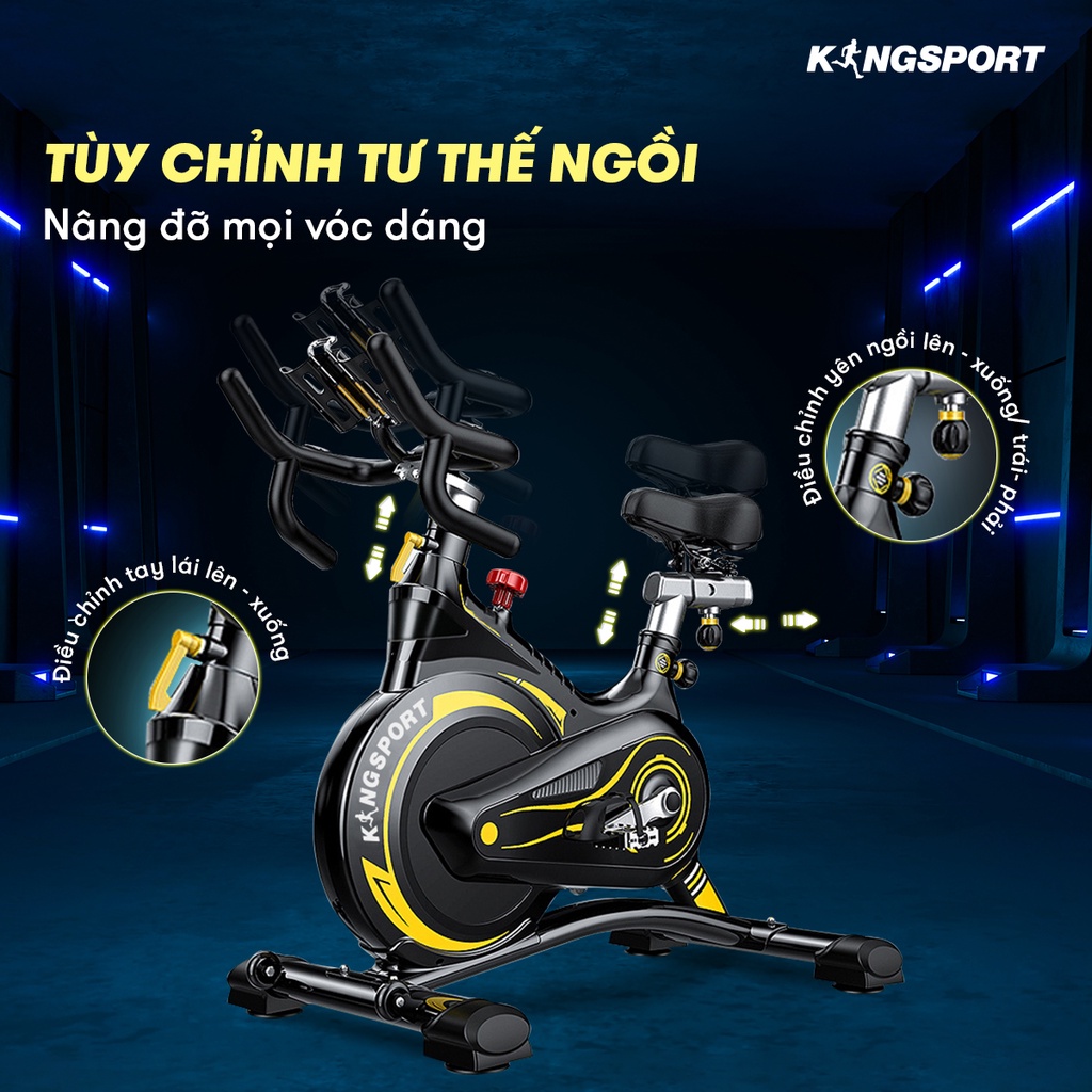 Xe đạp tập thể dục tại nhà Kingsport BK-5804 tải trọng tối đa 150kg, có đồng hồ thông minh đo thông số khi tập luyện