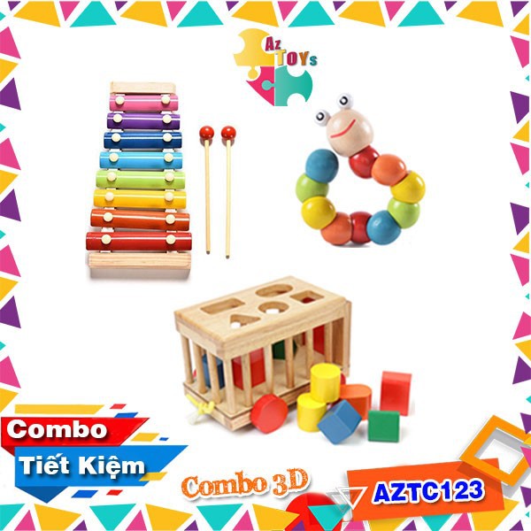 Combo Đồ Chơi Gỗ Phát Triển Toàn Diện Các Kỹ Năng Cho Bé - AZTC123