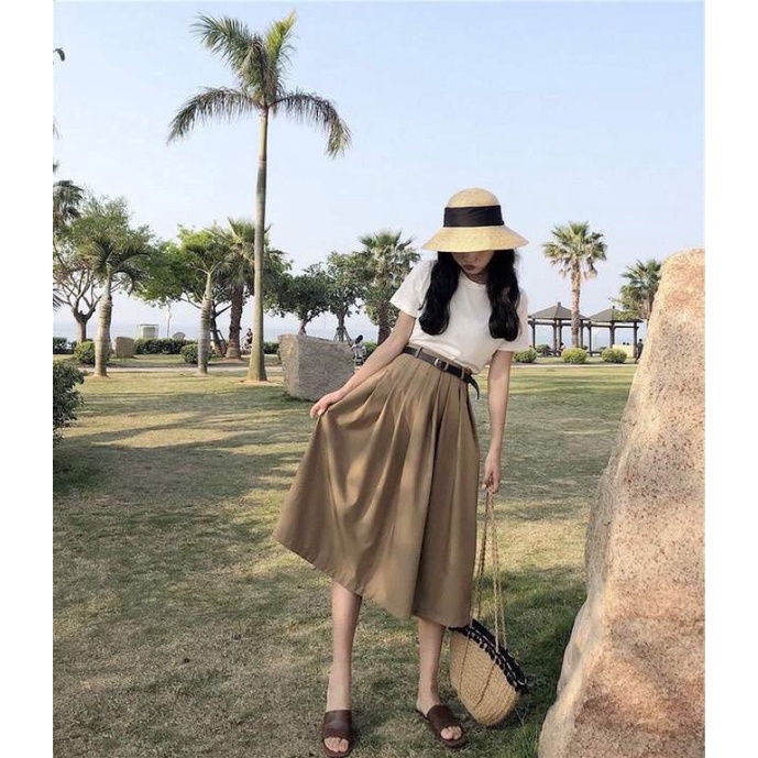 (Ảnh thật độc quyền Gemma_Closet)Chân váy xoè xếp ly midi dạo phố | BigBuy360 - bigbuy360.vn