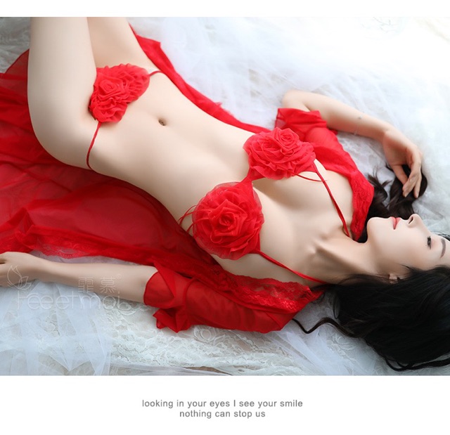 QQ333 Set Áo choàng ngủ xuyên thấu gợi cảm | BigBuy360 - bigbuy360.vn