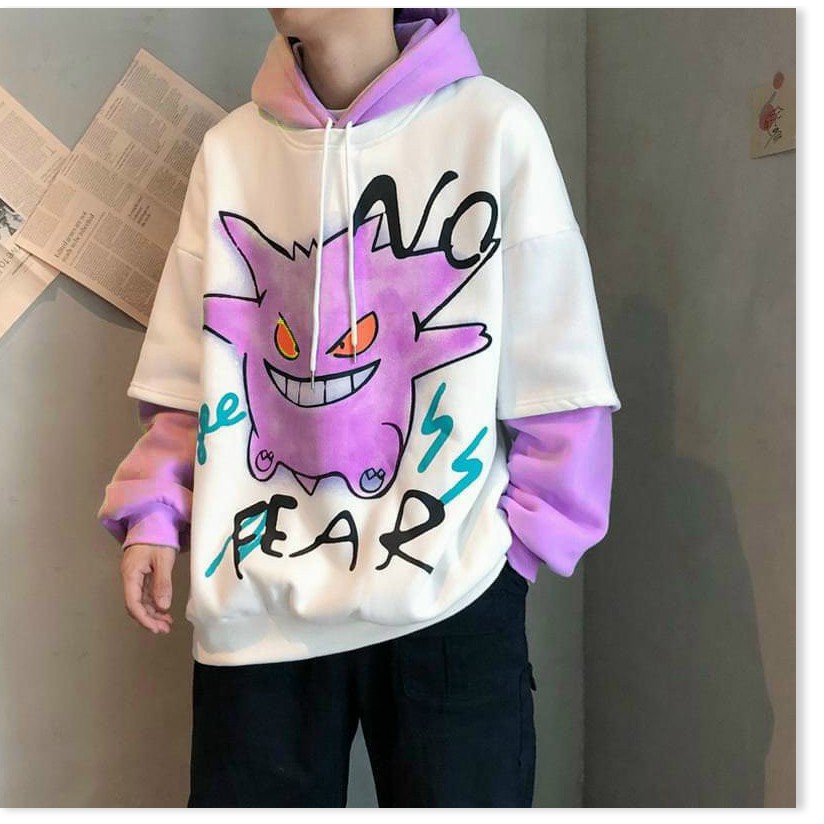 áo khoác hoodie nam nữ chui đầu  phối màu cùng in hình pokemon siêu đẹp hiện đại thoáng mát hot