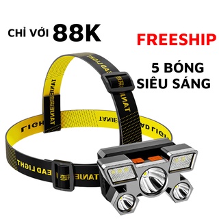 Đèn Pin Đội Đầu, Đèn Pin Siêu Sáng 5 Bóng  Siêu Sáng Chống Nước Đeo Đầu Tiện Lợi SIXTEEN