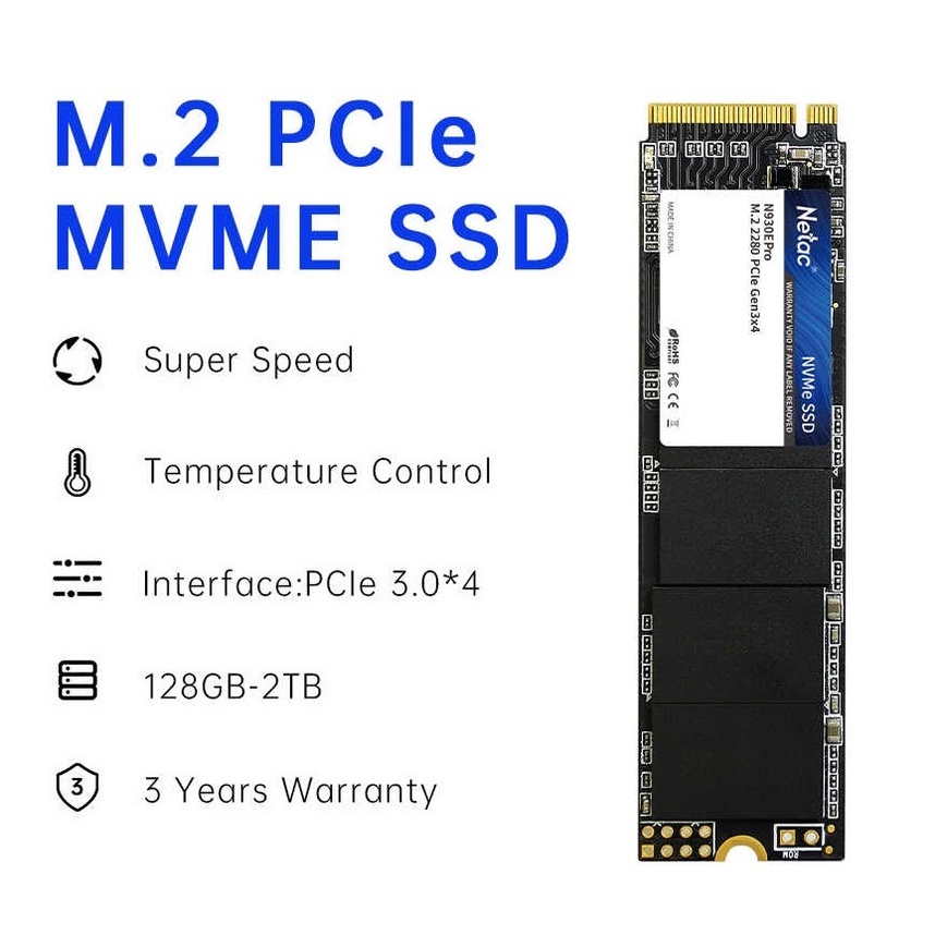 SSD Netac M.2 2280 NVMe 256GB PCIe N930E Pro Gen3x4 Chính Hãng - Mới Bảo hành 36 tháng