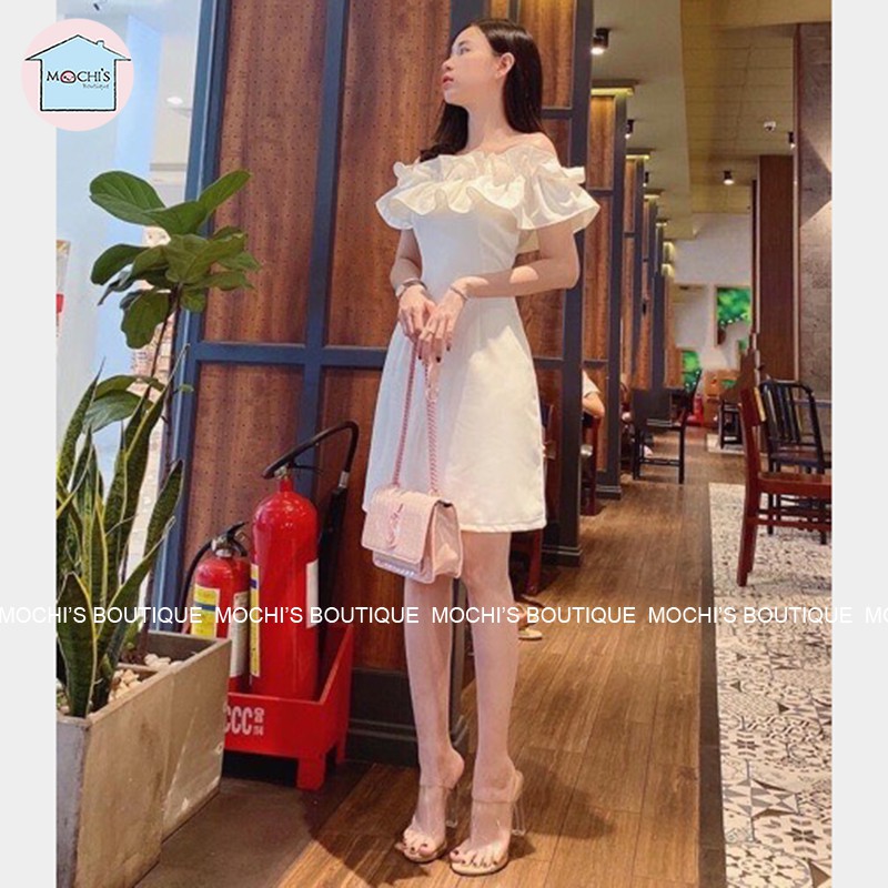 Váy đầm nữ trễ vai đẹp bèo vai, mẫu váy trắng nữ nhẹ nhàng tiểu thư mặc được 2 kiểu - m050 | BigBuy360 - bigbuy360.vn