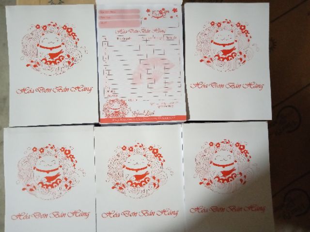 Hóa đơn bán hàng mèo thần tài 1 liên khổ A6-100t/q