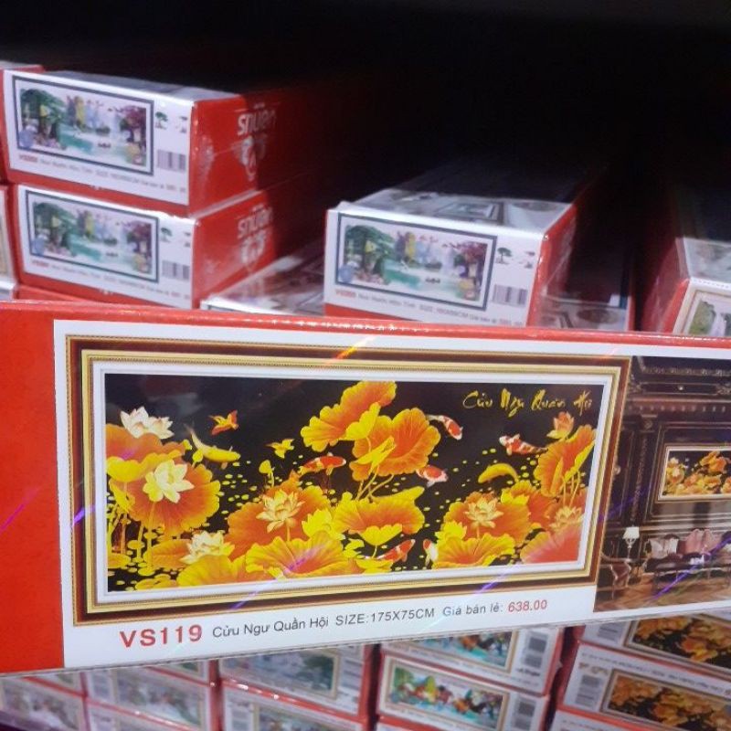 tranh đính đá cửu ngư quần hội vs119 (175×75)
