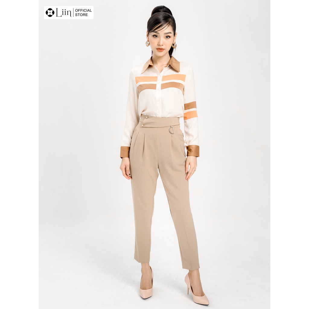 Áo sơ mi Linbi màu Be Mix Cam Nâu form dài tay phong cách cá tính, năng động liin clothing SM3182