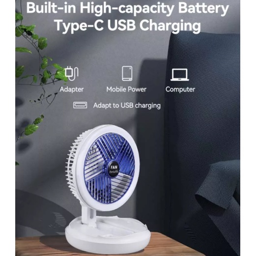 Youpin Quạt Gấp Gọn Tích Điện Quạt Điện Để Bàn Gấp Gọn Có Đèn Bảo Vệ Mắt và Với ánh sáng
