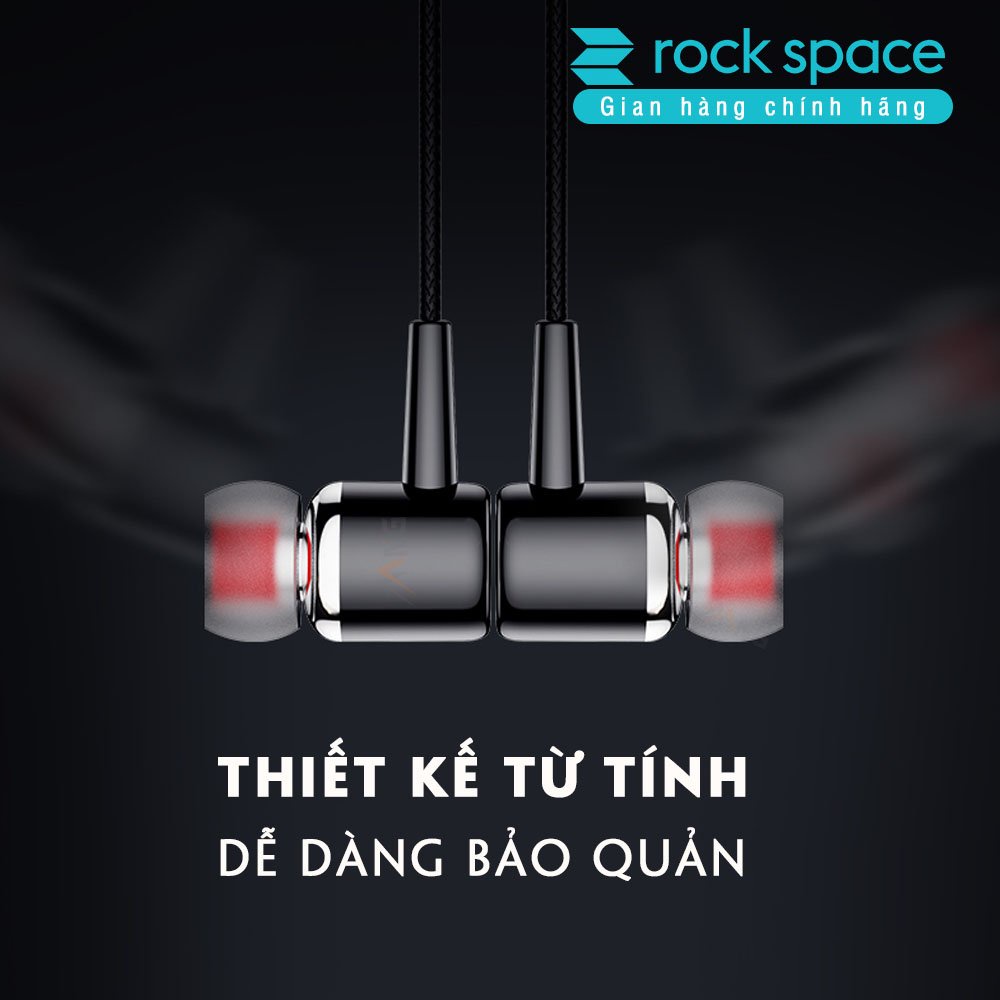 Tai nghe bluetooth không dây thể thao Rockspace B6, dành cho chạy bộ, tập GYM, thiết kế nhét tai, có micro, pin 6 tiếng