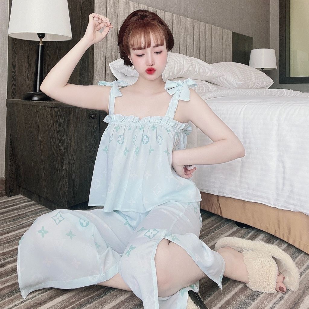 Đồ Ngủ Sexy, Đồ Ngủ Nữ Lụa MANGO Cao Cấp Mềm mại xinh xắn &lt;65KG