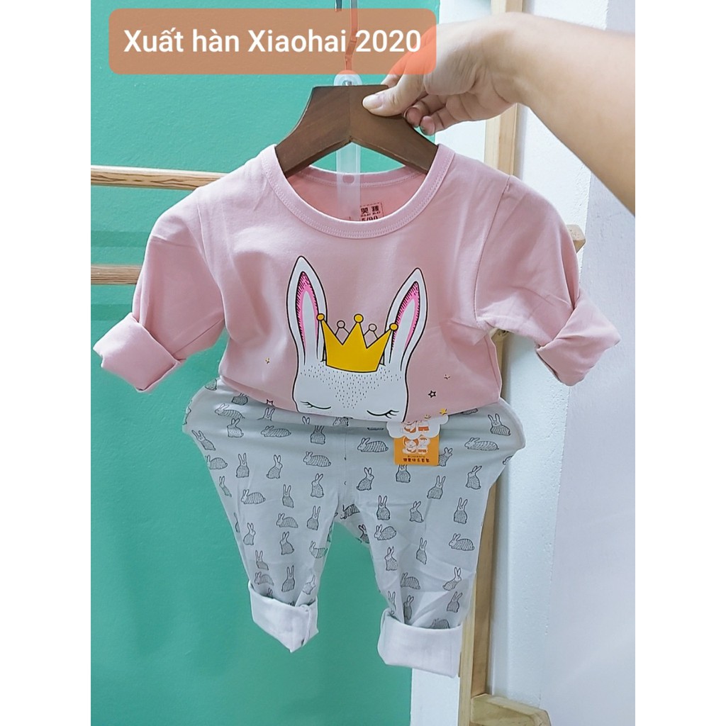 [25-33kg] Đồ bộ cotton xuất hàn dài tay cho bé gái - Đồ bộ thu đông cho bé size đại