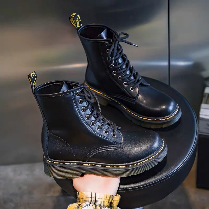 Giày da, boot nữ cao cổ chất da lì cao cấp độn đế 3 cm kiểu dáng thời trang phong cách