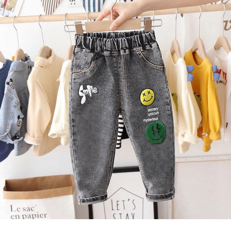Quần Jean Dài Dáng Rộng In Hoạt Hình Kiểu Hàn Quốc Thời Trang Mùa Hè Cho Bé Trai 2022