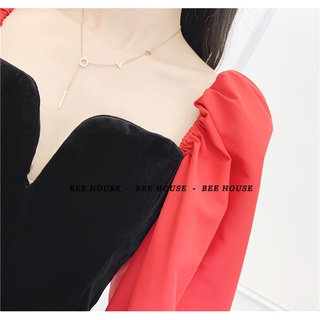Áo kiểu cổ V tay phồng - A05
