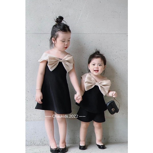 Xả Set váy đầm hoặc bộ thiết kế nơ điệu đà bé gái