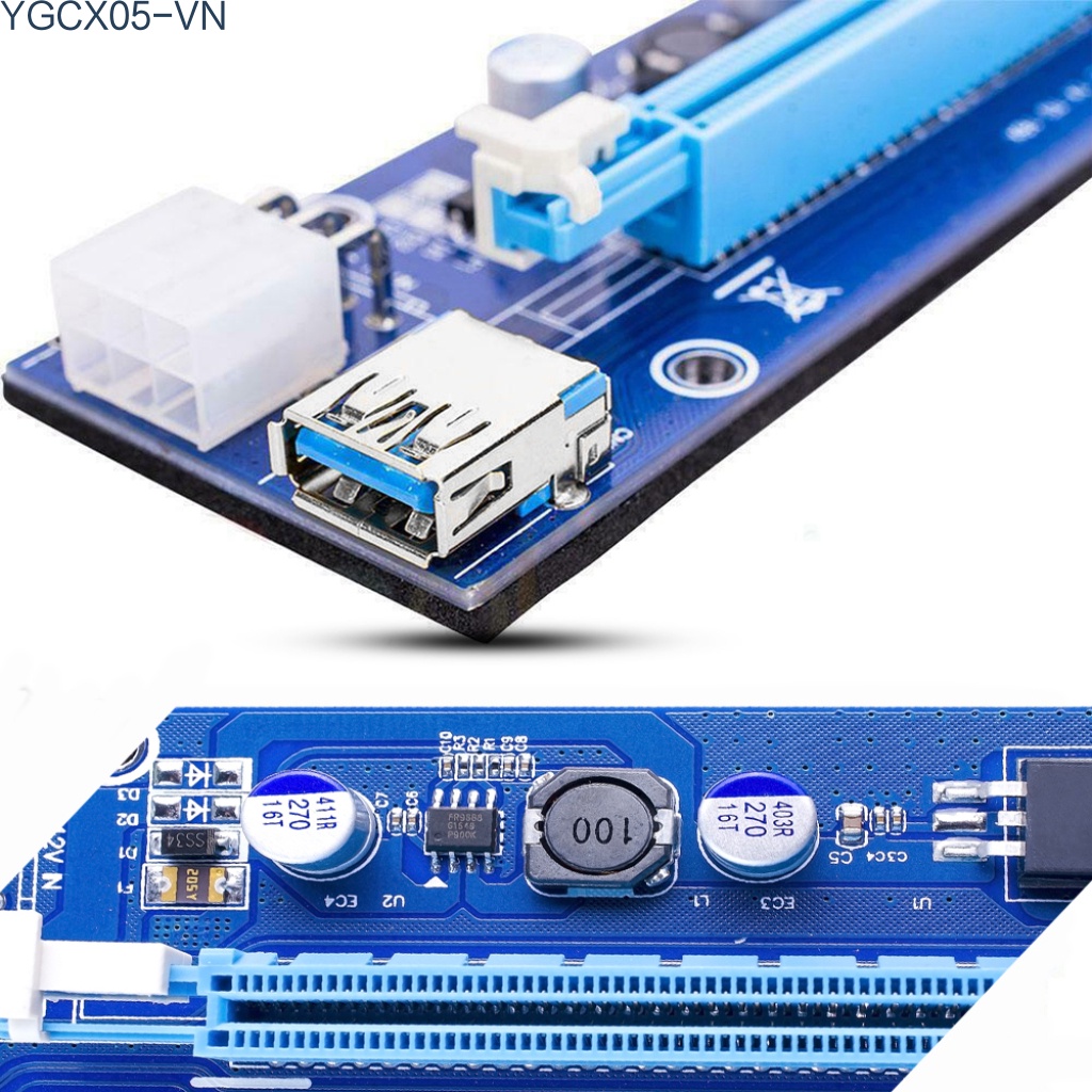 Cáp Chuyển Đổi Ver006C Pci-E 1x Sang 16x Usb 3.0 Sata 15pin Sang 6pin Cho Mining Miner | BigBuy360 - bigbuy360.vn