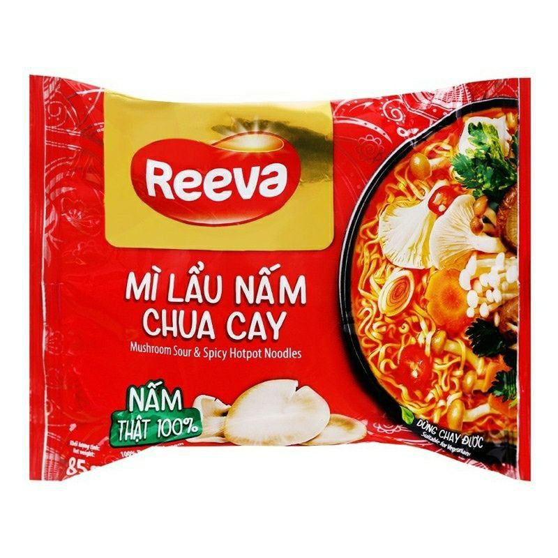 Thực Phẩm Chay - Mì Lẩu Nấm Chua Cay Reeva, Gói 85gr