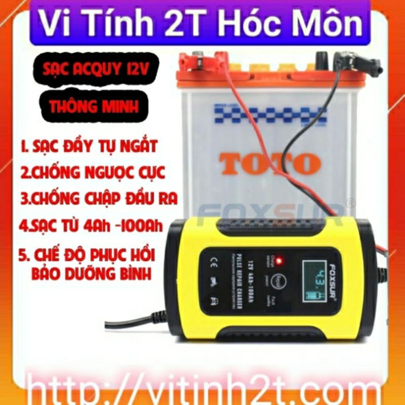 Sạc bình ắc quy 12V FOXSUR tự ngắt khi đầy chức năng bảo dưỡng phục