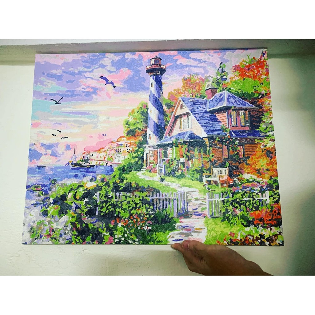 Tranh sơn dầu số hóa các mẫu Phong Cảnh đẹp nhất size 40x50cm đã căng khung và đầy đủ phụ kiện loại khung dày 2.5cm