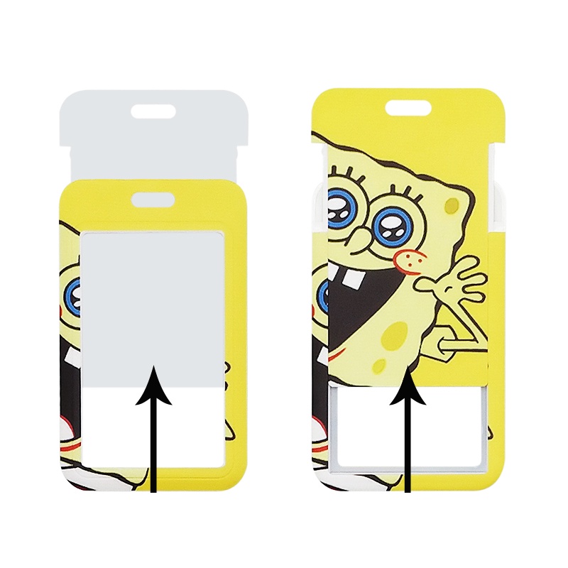 Móc Khóa Đựng Thẻ ID/Thẻ Tên Họa Tiết Hoạt Hình SpongeBob 3D Vui Nhộn Kèm Dây Đeo Cổ Cho Học Sinh / Văn Phòng