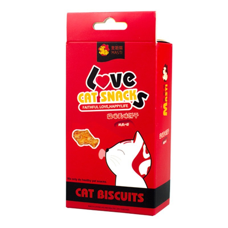 Thức ăn vặt cho chó mèo bánh quy Masti Love hình cá -100g CSP60
