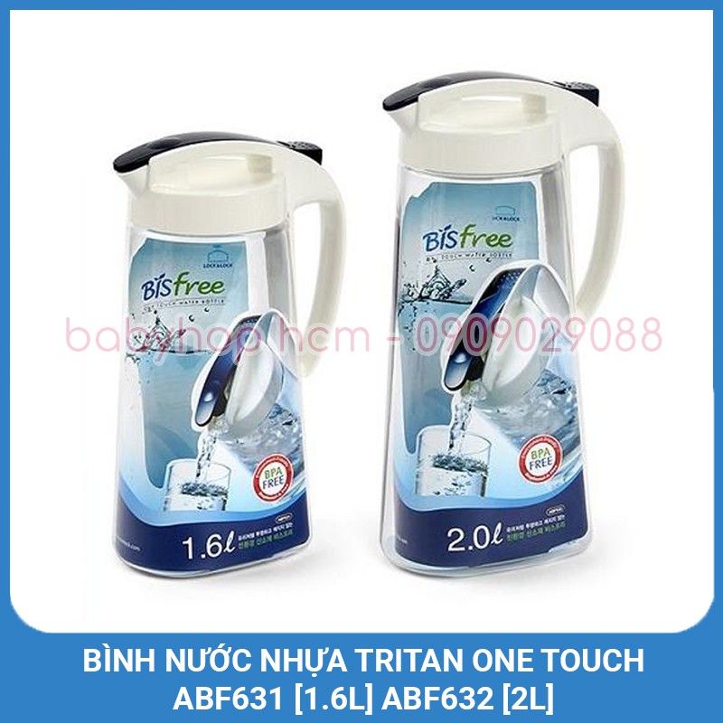 [Mã SKAMSALE07 giảm 10% tối đa 100K đơn 150K] Bình Nước Nhựa Tritan Lock&amp;Lock One Touch ABF631 [1.6L] ABF632 [2L]