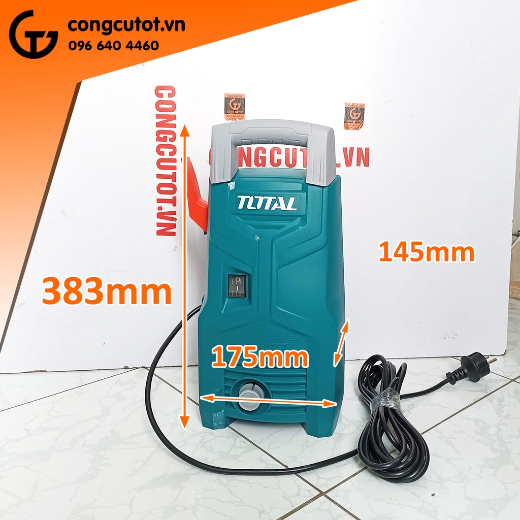 Bộ máy xịt rửa gia đình 1200W 220V tốc độ 5.5 lít/phút kèm 3m dây và vòi Total