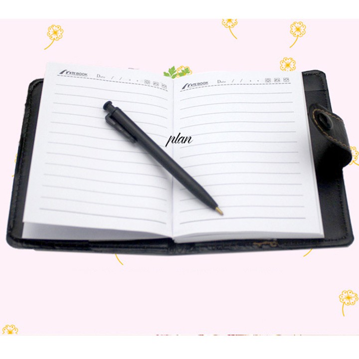 Sổ tay bìa da PU kèm bút ký ghi chép notebook note phong cách cổ điển có khóa bấmyoungcityshop 30.000