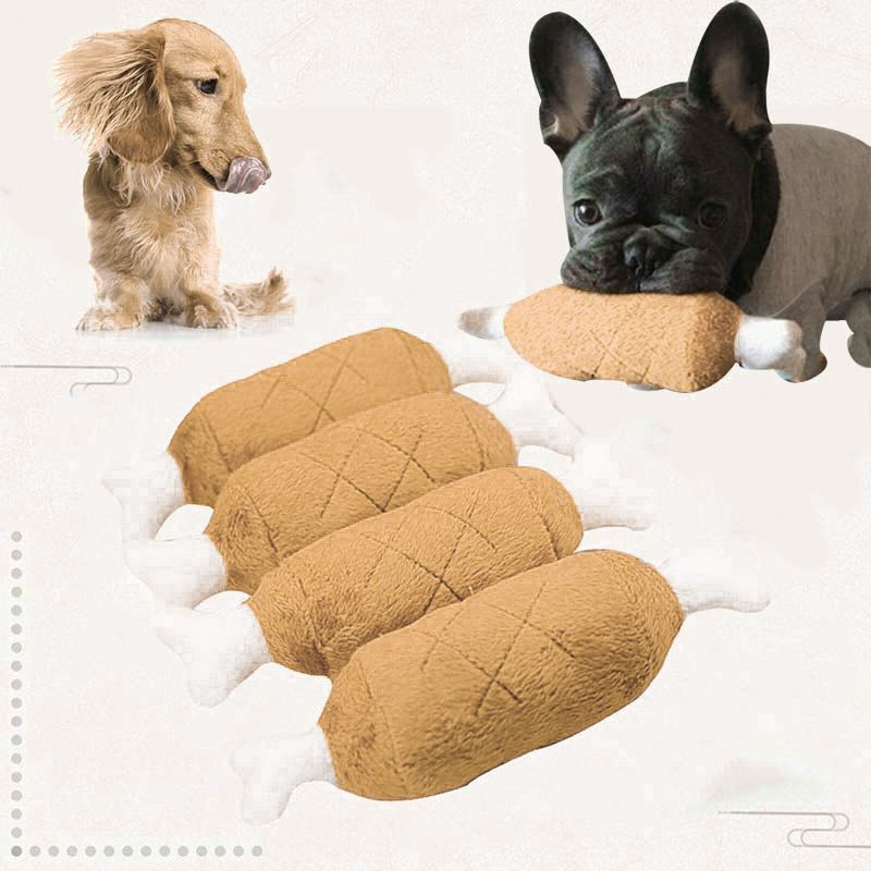 Đồ chơi cho chó mèo đùi gà bằng bông phát ra tiếng kêu vui nhộn