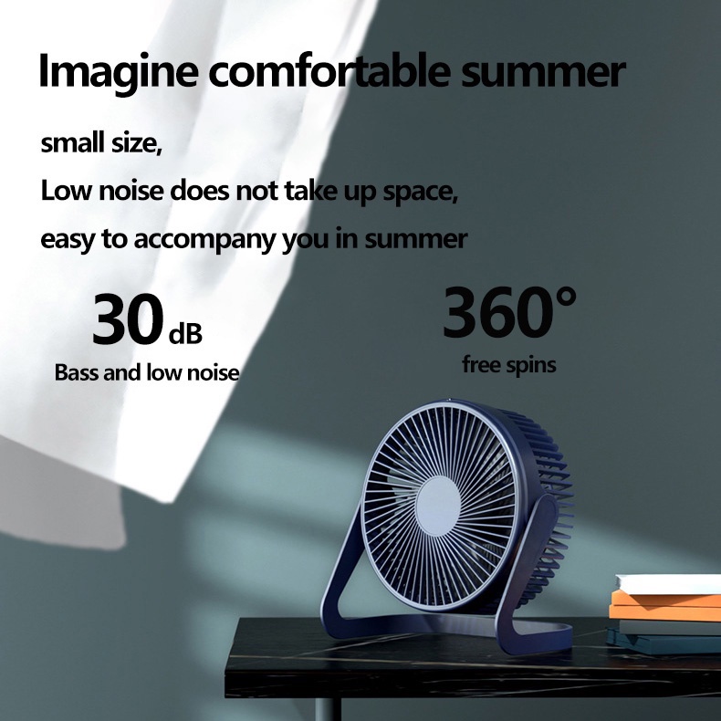 Quạt để bàn mini 5 inch cắm sạc USB không gây tiếng ồn tiện dụng