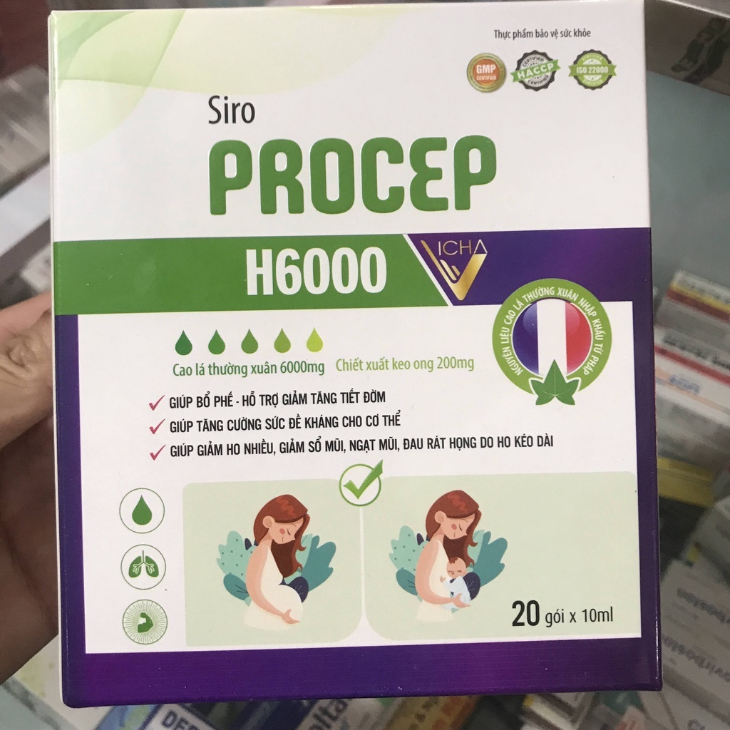 ✅ siro bổ phế PROCEP H6000 dạng gói giảm ho long đàm rát họng siro cao lá thường xuân tỏi đen chanh đào