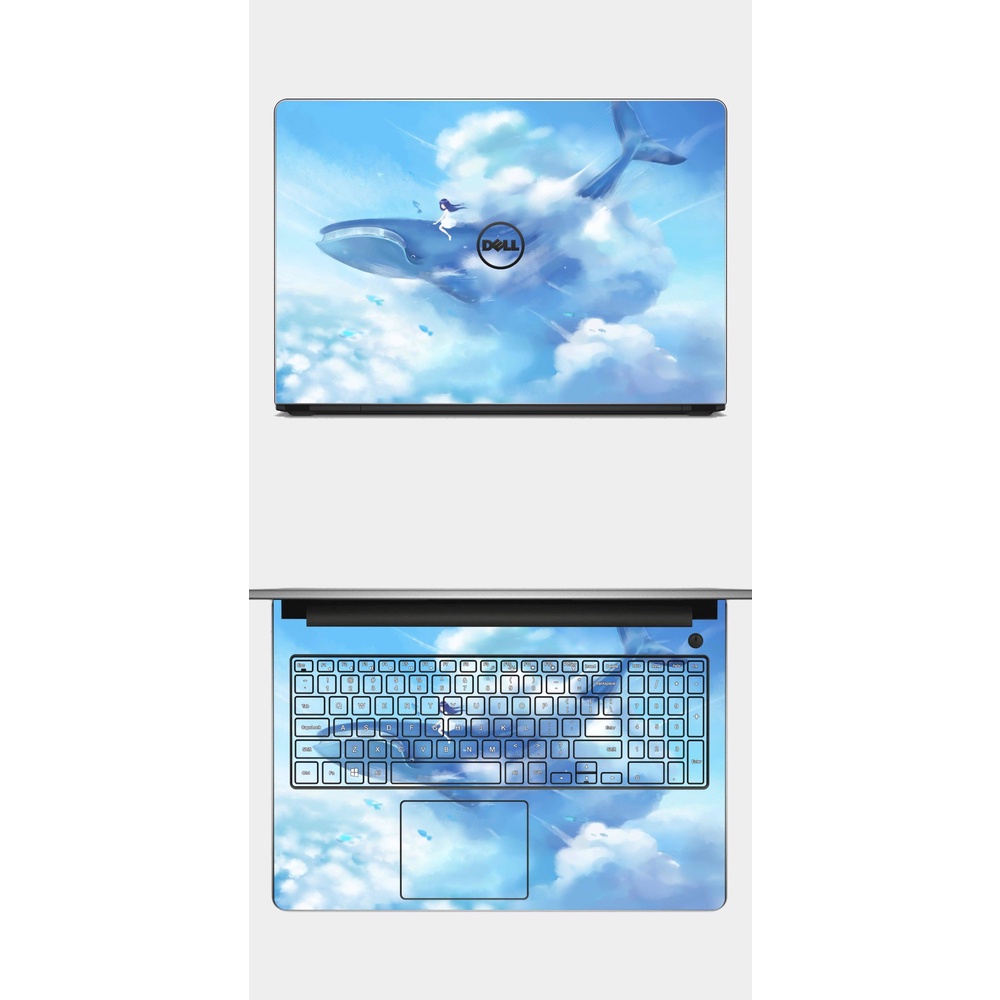 Skin cá voi cute - Dán máy tính Laptop - in theo yêu cầu được cắt sẵn chuẩn theo Model máy