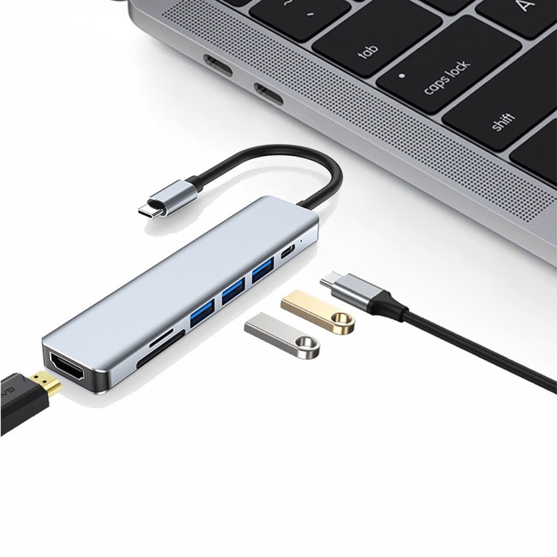 Trạm Sạc Nhanh 7 Trong 1 USB C Hub Type-C Sang HDMI 4K USB3.0 5Gbps PD Đầu Đọc Thẻ SD / TF Cho Laptop / Máy Tính Bảng / Điện Thoại