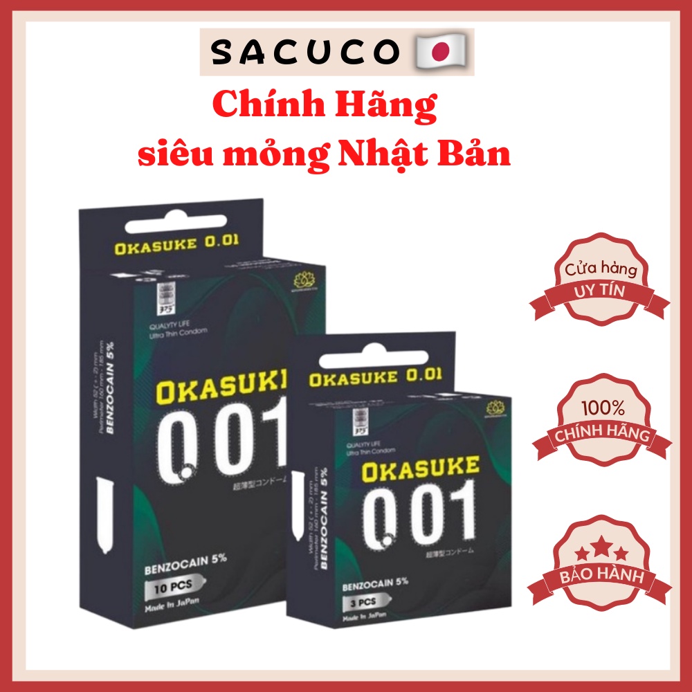 Bao cao su siêu mỏng kéo dài thời gian quan hệ chính hãng 001 BCS Nhật Bản chống xuất tinh sớm SACUCO OS002