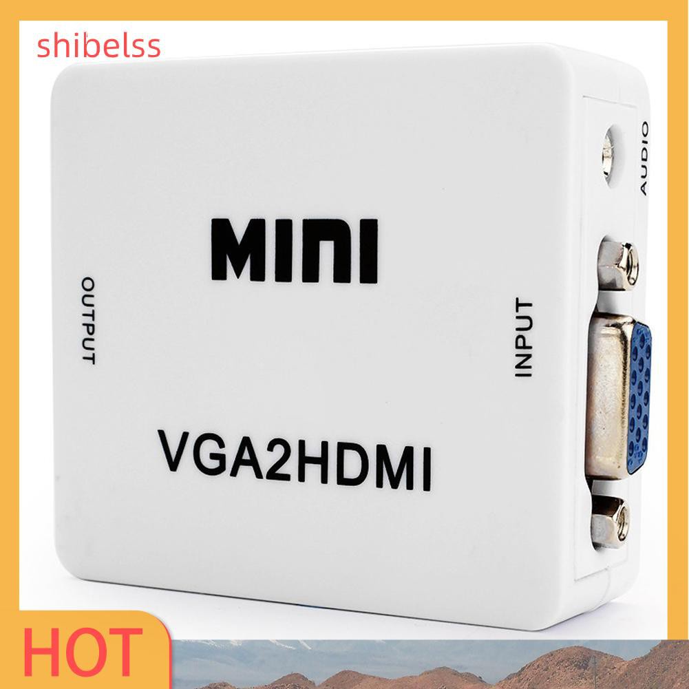 Shibelss Mini HD 1080P Audio VGA To HDMI-compatible HD HDTV Video Converter Box Adapter With HD