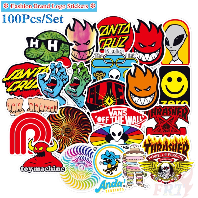 100Pcs/Set ❉ Skateboard Brand Series A - Fashion Brand Logo Classical Stickers ❉ JDM DIY Mixed Doodle Decals Stickers