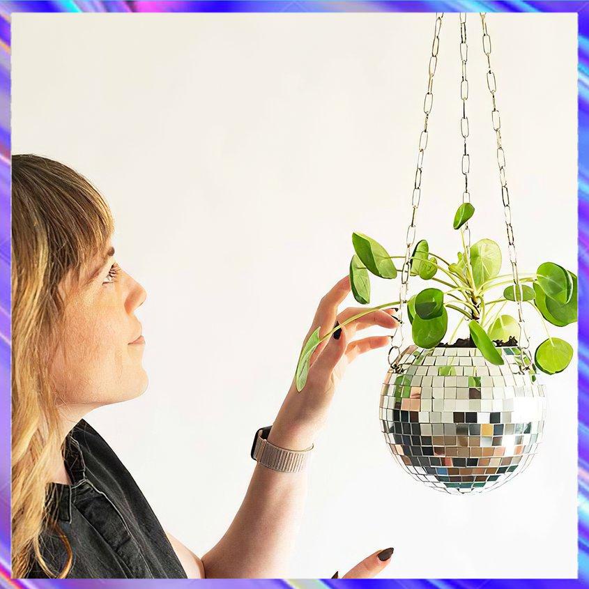 Disco Ball Hanging Flower Pot Flower PlanterHanging Basket Garden Decor Vase