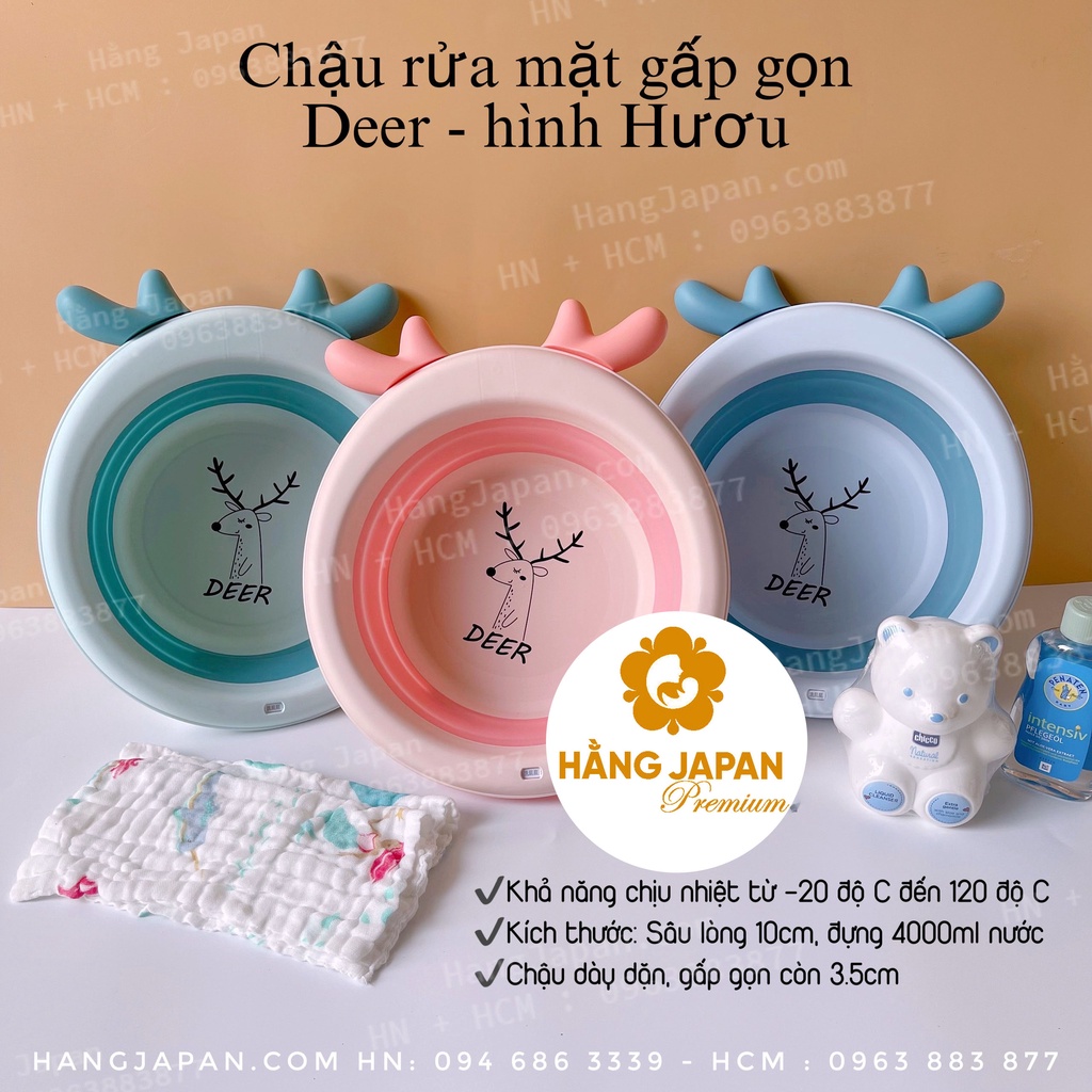 Chậu rửa mặt gấp gọn Deer hình hươu dễ thương tiện lợi cho bé