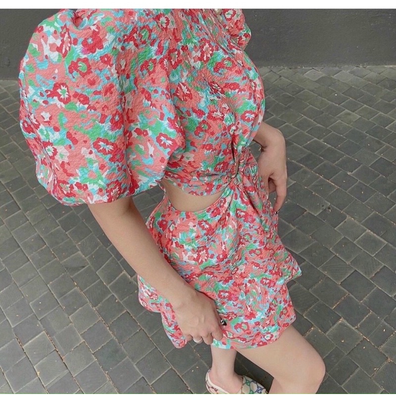 vải đũi nhăn cotton mềm mại co giãn hình khối cam xanh