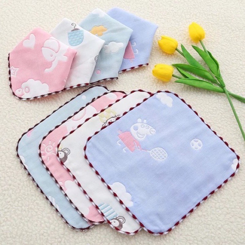 Khăn mặt cotton 6 lớp - Khăn Lau mặt cho bé yêu, dùng làm yếm cho bé