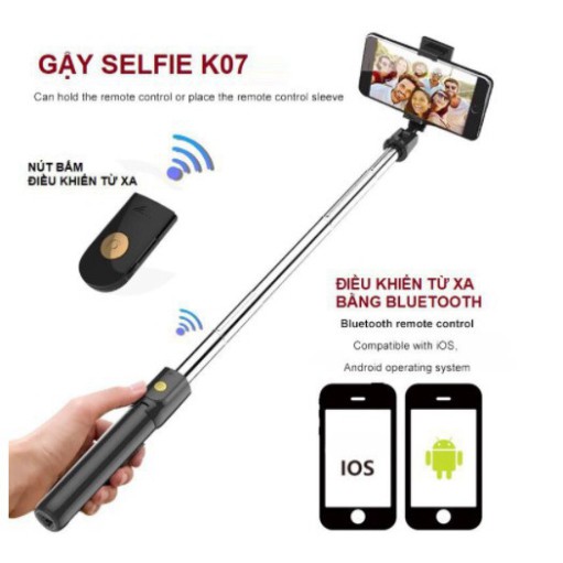 URGS ✔️✔️Giá rẻ nhất ✔️✔️Gậy Tự Sướng Selfie 3 Chân Đứng Tripod K07 - - Cao Cấp Remote điều khiển từ xa . 25 YC50 | BigBuy360 - bigbuy360.vn