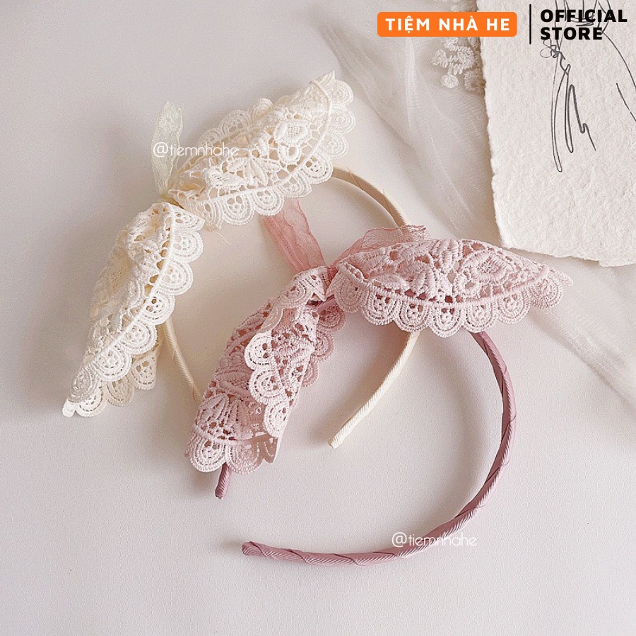 Bờm Nơ Ren Tiểu Thư Cài Tóc Cho Bé Gái Siêu Dễ Thương Tiệm Nhà He